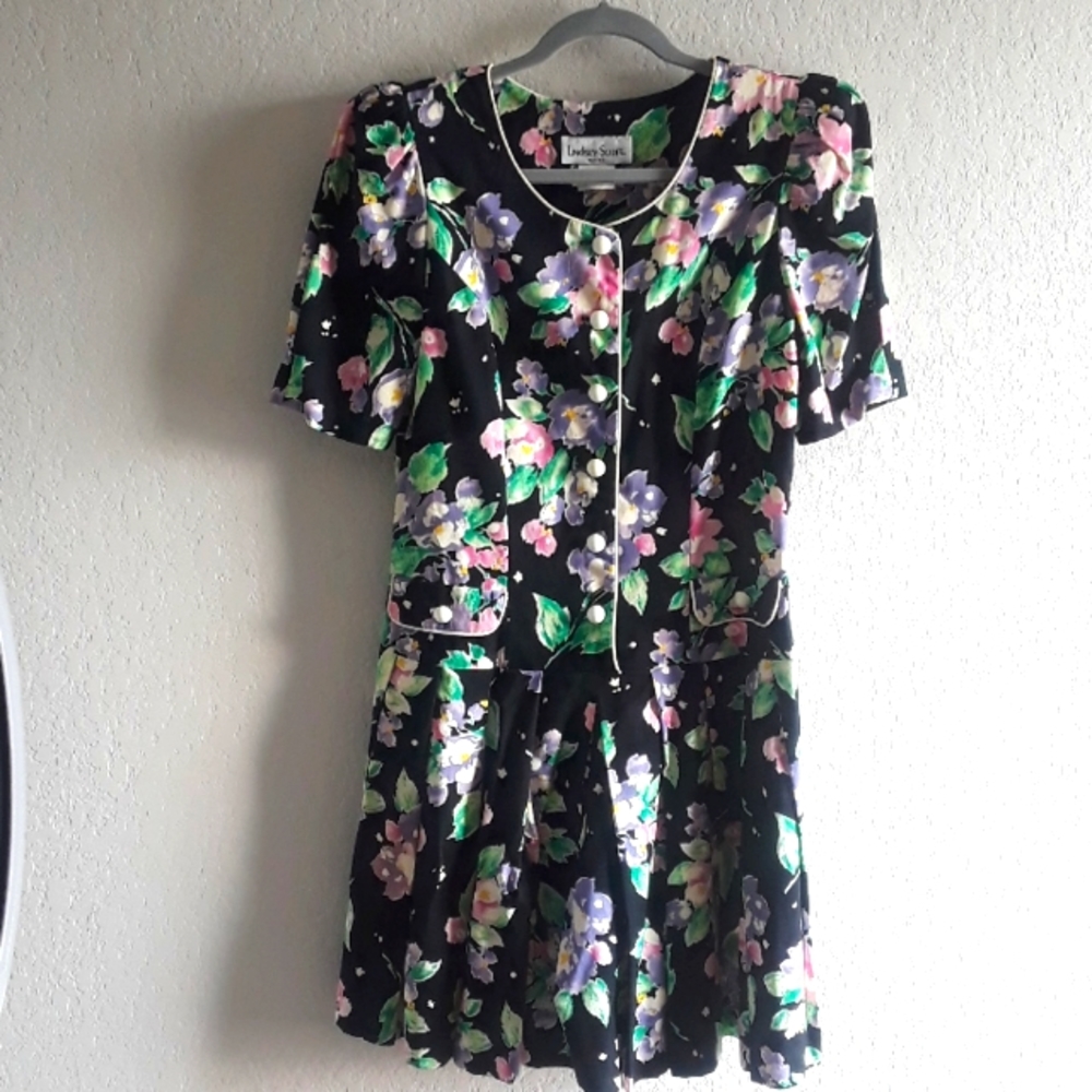 Lindsey scott vtg floral romper/dress